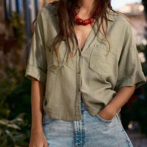 Nwt- Zara- Linen Blend Shirt-Large